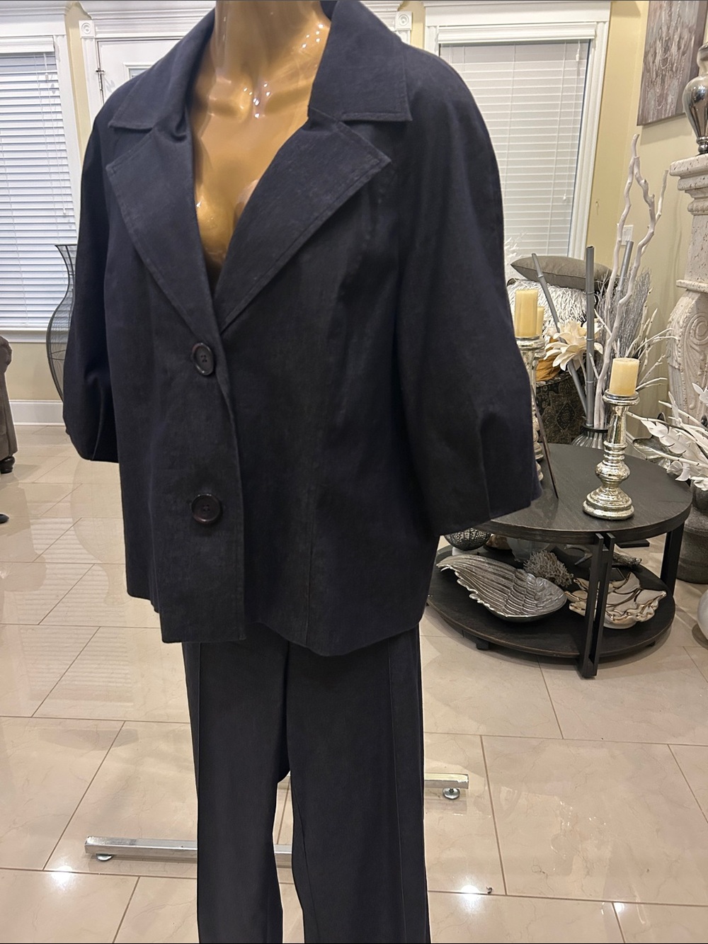 Worthington Black Two-Piece Pantsuit with Boxy Jacket